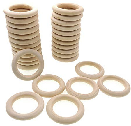 JZK 30 x 6cm Natürlich Holzringe klein zum basteln, unfertiger holzring für Makramee spielbogen blumenampel greifling, runde Holzreifen hölzern Ring für Pflanzentopfhalter