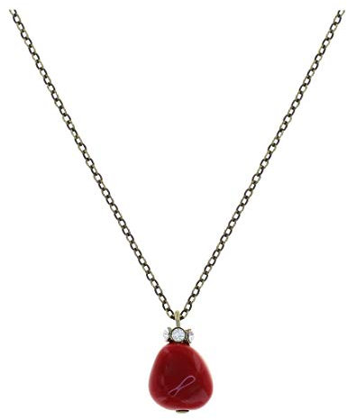 Konplott: Kette + Anhänger Candycal red-white, roter Glasbrockenanhänger mit Kristallrondell, für Damen/Frauen