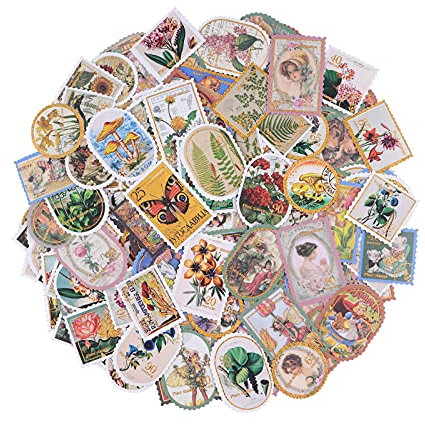 Vintage Scrapbooking Aufkleber NOGAMOGA 240 Stück Stempel Goldfolie Papier Sticker Dekorative Ästhetische Pflanze Blumen Tier Mädchen Aufkleber Retro Journal Sticker Erwachsene Kind für DIY Handwerk