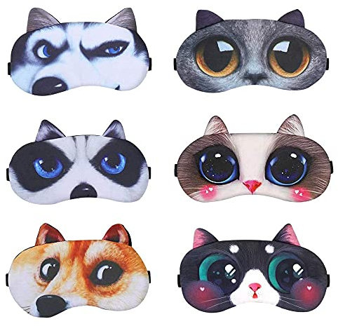 6 Stücke Schlafmaske Kinder, Schlafmaske Niedliche Augenbinde, Schlafmaske, Weiche und Flauschige Schlafmaske, 6 Spezifikationen, für Reisen, Nickerchen, Yoga, Flugzeug und Schlaf in der Nacht