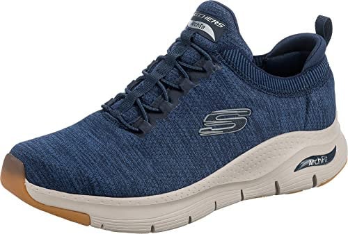 Skechers Herren Arch Fit Waveport Sneaker, Navy Mesh Trim, 44 EU