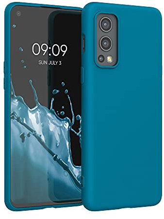 kwmobile Hülle kompatibel mit OnePlus Nord 2 5G Hülle - weiches TPU Silikon Case - Cover geeignet für kabelloses Laden - Karibikblau