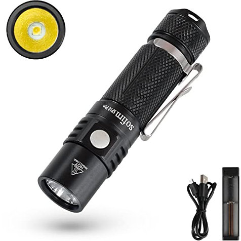 sofirn SP10 Pro Mini Flashlight 900 Lumens, Small AA Flashlight with LH351D LED 90CRI, Anduril 2 UI, Pocket Flashlight for Camping, Outdoor, Hiking Emergency (Black-KIT)