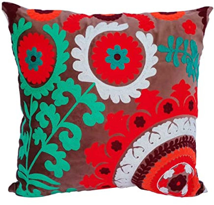 Casa Moro Orientalisches Samt-Kissen Maya 40x40 cm mit Füllung | Mandala-Kissen Bestickt bunt Dekokissen Boho Hippie Zierkissen quadratisch | MD005