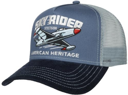 Stetson Sky Rider Trucker Cap Damen/Herren One Size (ca. 55-59 cm) - 100% Baumwolle - Mesh aus Polyester - Größenverstellbar - Schirmlänge 7 cm - Meshcap Frühjahr/Sommer dunkelblau One Size