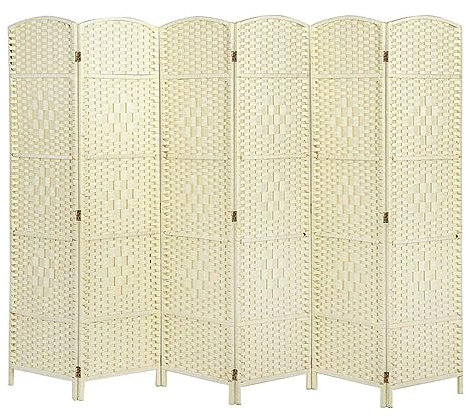 6 Panel Folding Room Divider Freestanding Screen Privacy Hand Made Wall Divider (6panel-Dark Beige)