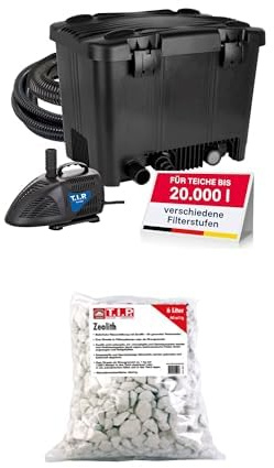 T.I.P. Teichfilter - Teichaußenfilter-Set 20.000 l Teichvolumen, WDF 20000 UV 18, 30285 + Zeolith Teichpflegemittel 6L Beutel