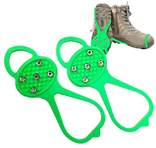 FASSME Greifer-Spikes | 5 Zähne Schuhspikes für Schnee und Eis, universelle rutschfeste Gummigriffe, Spikes, Eisstollen, Schneegriffe, Eis-Angelausrüstung für Schuhe und Stiefel