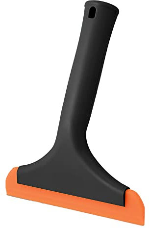 EHOTER All-Purpose Silicone Squeegee for Shower Glass Door Window Cleaning 7.5'' Long Handle 6'' Orange Blade Small Squeegee for Car Window Windshield Mirror Bathroom (Black)