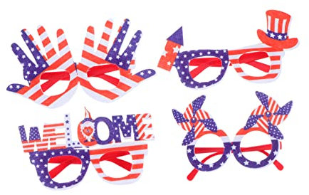 Parliky 4stücke Patriotic Party Brillenrahmen Dekorative Sonnenbrillen Für Unabhängigkeitstag Und Festlichkeiten Lustige Foto-requisiten Für Kreative Feiern