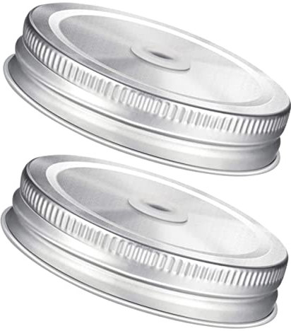 UPKOCH 2pcs Stainless Steel Perforated Cover Drinking Jar Lids with Hole Canning Jar Caps Wide Mouth Mason Jars Ball Canning Lids Canning Jar Lids with Straw Hole Jacket Leakproof