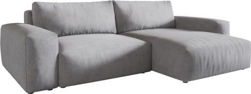 DELIFE Eckcouch Lanzo XL Mikrofaser Grau 270x180 cm Recamiere variabel