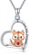 URONE Fuchs Kette 925 Silber Fuchs Anhänger Kette Herz I Love You Miraculous Schmuck Fuchs Geschenke für Damen