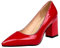 Décolleté da Donna in Pelle Verniciata con Tacco Quadrato da 7,5 cm Scarpe Classiche Décolleté con Punta a Punta Party Plus Size,Rosso,38 EU