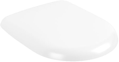 Villeroy & Boch Antao WC-Sitz, Toilettendeckel mit Absenkautomatik, abnehmbarer Toilettensitz aus bruchsicherem Duroplast, Klodeckel Original Ersatzteil, D-Form, Stone White, matt