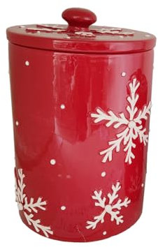 Ellegift - Scatola Natalizia - Cilindrica Xmas - in Ceramica - Biscottiera - Decorazioni Natale - Idea Regalo
