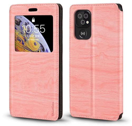 Invisible Magnetic View Window PU Leather Flip Case Compatible with Doro 8200, Smart Clear Display Cover with Full Protection (Pink)