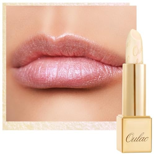 OULAC Lippenstift Metallic Glanz Finish, Glitzer Lippenstift Weiß mit Lang Anhaltendem 3D-Glanz, Transparent, Cremige und Feuchthaltende Formel, Vegan, 4.3g, (27) Crystal Veil