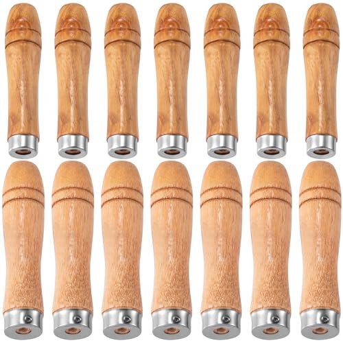 Pndeyo Mango de madera con collares de metal fuertes, 20 piezas, 10 asas de madera medianas para lima de 6 a 8 pulgadas y 10 asas de madera grandes para lima de 10 a 12 pulgadas, mango de archivo de