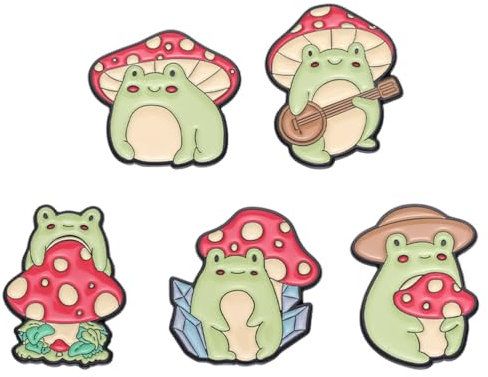 PACKOVE 5St Frosch-Pilz-Brosche Brosche Anstecknadel für Kleidungskappen tiermotive modeschmuck ranzen Stifte für Taschen Emaille-Stifte Modellieren Rucksack Hut