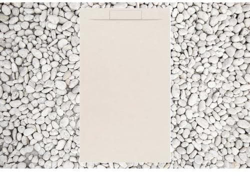 Receveur de douche 75 x 150 cm Beige Vulcano Line PLUS en marbre avec grille latérale