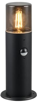 Lampadaire d'extérieur avec détecteur de mouvement, noir mat/couleur fumée, hauteur 30 cm