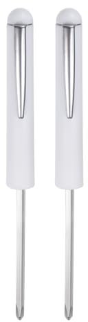 HARFINGTON 2pcs Non-Magnetic Pocket Screwdriver 4mm Phillips 4mm Slotted Mini Portable Screw Driver with Clip for Mechanical, Electrician, Technician, White