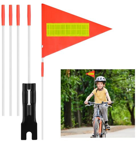1 pièce Drapeaux de sécurité de vélo pour enfants Drapeau réfléchissant Petit drapeau réfléchissant Drapeau de vélo pour enfants avec 5 tiges pour adultes/enfants