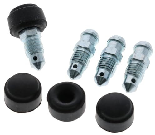 4X Bremssattel Entlüfterschraube Entlüftungsventile M7x1x21.7 mm SW7 mit Kappen