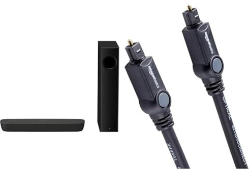 Panasonic SC-HTB254EGK 2.1 Soundbar System mit Subwoofer & Amazon Basics Toslink Optisches Digital Audiokabel, für Fernseher, 1 m, Schwarz