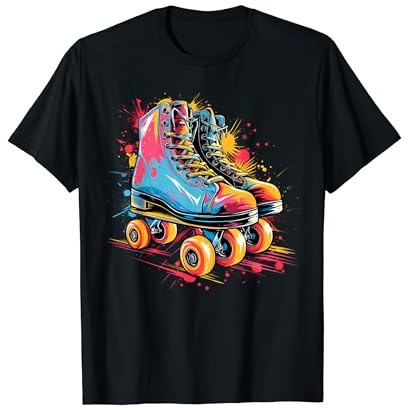 Bunt bemalte Rollschuhe auf künstlerischem Rollschuhlaufen T-Shirt