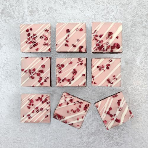 Raspberry Delight Brownies | Irresistibly Tasty Letterbox Friendly Brownies | White Chocolate Topped Brownies | Perfect For Birthdays, Celebrations Or Any Event