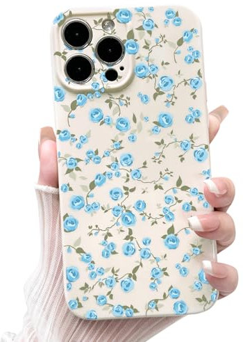 NITITOP Coque pour iPhone 12 Pro Fleur Mignonne pour Femmes Filles Floral Rose Conception Vintage Antichoc Doux Mince TPU Mode Couverture de Protection - Bleu Pale