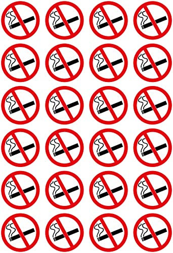 Daged 24 Stück Rauchen Verboten Aufkleber 40mm Vinyl Selbstklebende Karte Sticker TK 08