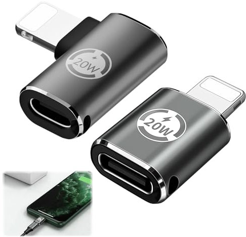 2Pcs USB C to Lightning Adapter, 20W PD Fast Charging USB C Female to Lightning Male Adapter Speed UP 300% Charging Transmitting two In one, compatible with iPhone 14 13 12 Pro Max iPad Pro/Air 5/Mini