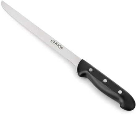 Arcos Maitre - Cuchillo Jamonero Flexible - Acero Inoxidable NITRUM 240 mm - Mango Polipropileno negro