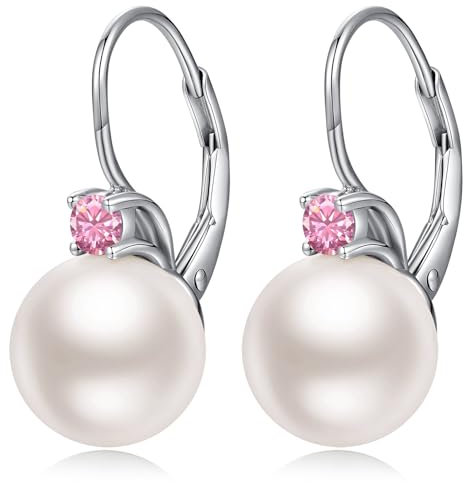 Boucles D'Oreilles Femme Argent 925, Boucle D'Oreille Perle Blanche, Bijoux Femme Boucles D Oreilles Perles Pendantes