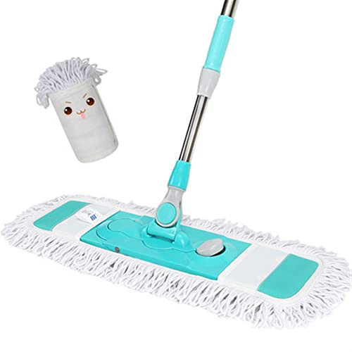 Mopp-Reinigungsmopp, flacher Bodenwischer, 60 cm großer Mikrofaser-Mopp mit Edelstahl-Teleskopgriff und Staubpolster, verstellbarer drehbarer Mopp, Haushaltsreinigungswerkzeug, Bodenreinigungssystem