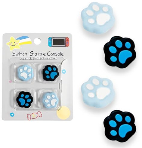 Joystick Caps Kappen für Nintendo Switch/OLED/Lite,Stick Caps Kappen Aufsätze Silikon Analog Controller Joy Con Stick Kappen für Switch & Switch Lite & Switch OLED (Blaue Katzenpfote)