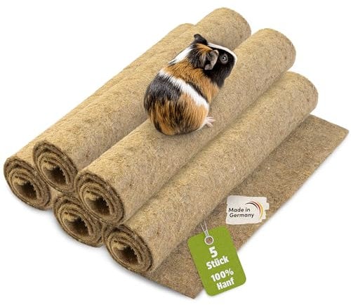 napfpower Hanfmatten für Nager (5 STK.) - Größe 100 cm x 50 cm, 5 mm Dicker Nagerteppich aus 100% Hanf - Nagermatten für Kaninchen, Hasen, Hamster - biologisch abbaubare Hanfmatte (5er Set)