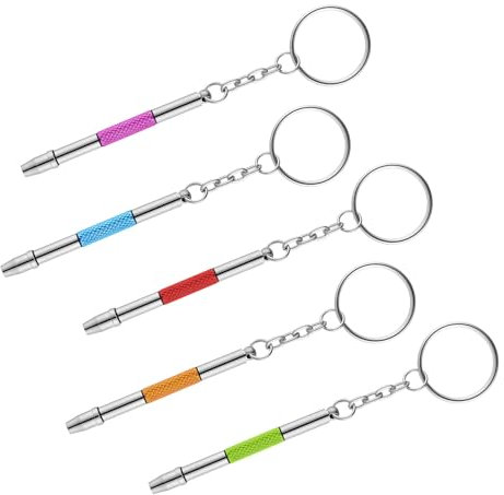 5Pcs Glasses Screwdriver, 4 in 1 Screwdriver for Glasses Tightening, Stainless Steel Alloy Tool with Keychain Attachment, Compact Design for Eyeglasses and Sunglasses