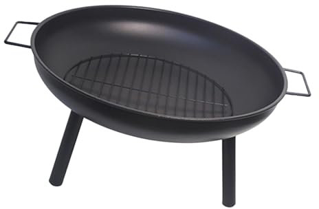 Milageto Brasero Redondo con Pantalla antichispas, Soporte para fogata, Chimenea para Barbacoa, Patio, Viajes, Exteriores, parrilladas