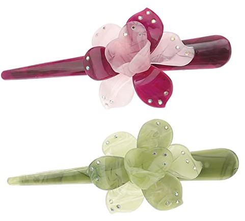 OATIPHO 2pcs Floral Hair Clip Woman Hair Accessories Chrysanthemum Design Lightweight Acrylic Material for Wedding Party Occasions Hairpins
