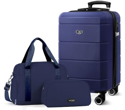 Lugg Jetset 3-Piece Travel Set – 55x35x23 cm Hard Shell Cabin Suitcase, Duffel Bag and Toiletry Bag for Lightweight Airline Hand Luggage and Weekend Travel
