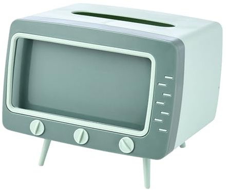 Retro-Handyhalterung mit Ständer: Spender im klassischen TV-Stil mit abnehmbarer Rückseite, stabiler Boden und praktischer Schlitz, Servietten-Organizer