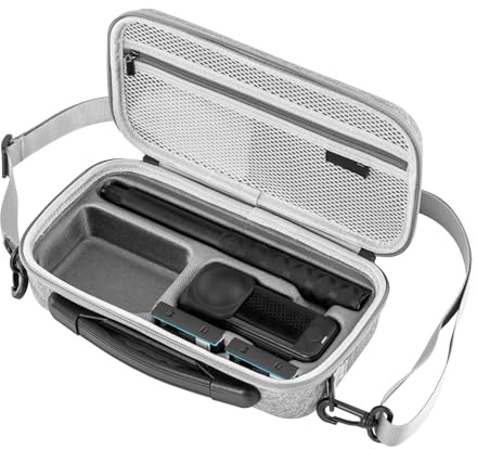 LiLiTok Tragetasche für Insta 360 X4 Air, Stoßfest, Kompakt, Reisetasche mit Schultergurt, Hartschalen-Nylon Case für Insta360 X4 Air Kamera, 114 cm Selfie-Stick, Batterien und Kabel Zubehör