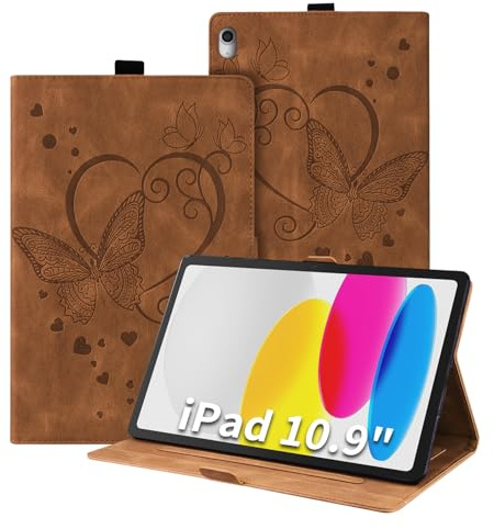 Auslbin Funda para iPad 11ª Generación 2025 11 (A16) / iPad 10ª Generación 2022 10.9 Ultra Slim PU Protectora Tableta Carcasa Cover con Función Atril con Soporte Pencil con Ranura Marrón