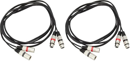 PULSE PLS00205 Twin 3 Pin XLR Male to XLR Female Lead, 3m, Black (Pack of 2)