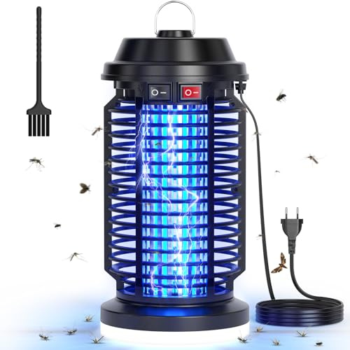 YISSVIC Lampe Anti Moustique, 4200V Appareil Anti Mouche 15W Tueur Mouche Electrique 2 en 1 avec Éclairage LED Lampe UV Contre Moustiques Mouches IPX4 pour Extérieur et Interieur