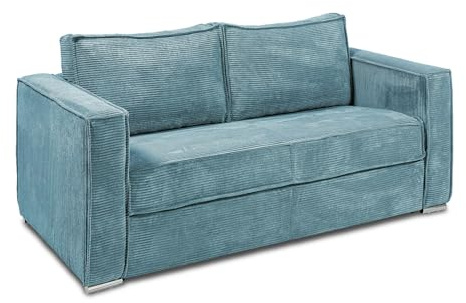 Vente-unique - Schlafsofa 4 Loreto - Samt - türkisblau
